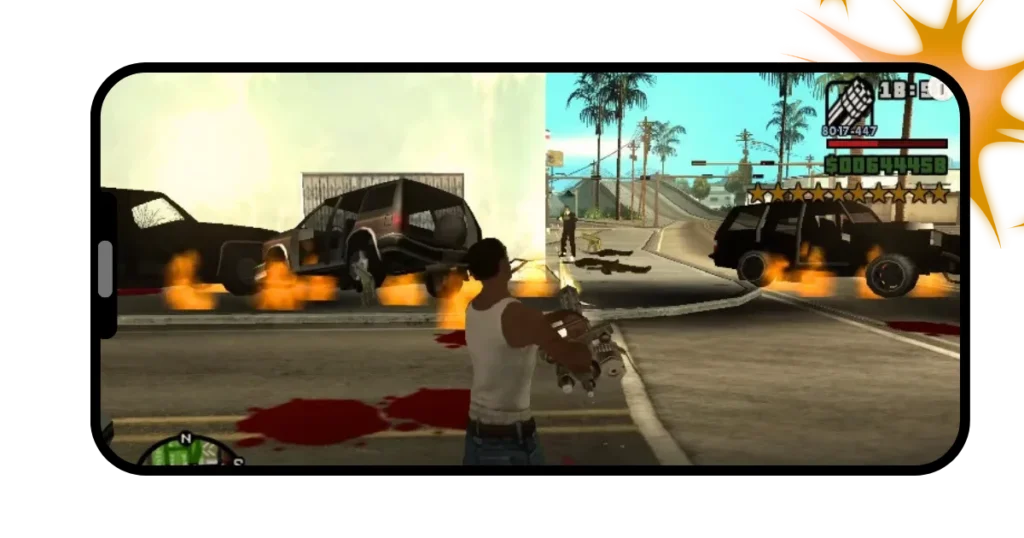 A criminal blowing up cars with gun in GTA Mzansi OBB FIle