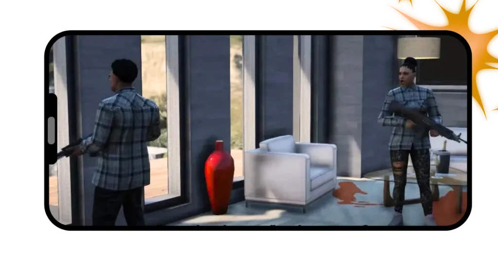 Picture of two gangsters with guns in a fight in mod GTA Mzansi