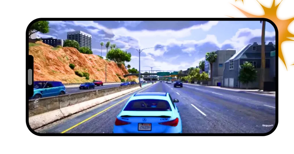Inspiring Storyline 1 Screenshot of a highway with different vehicles on it, representing real lifestyle in GTA Mzansi APK Download